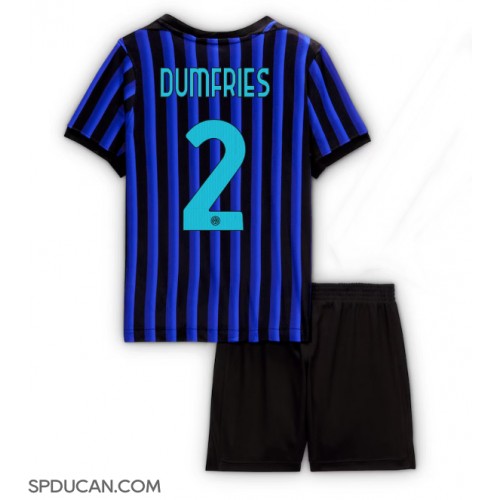 Dječji Nogometni Dres Inter Milan Denzel Dumfries #2 Domaci 2025-26 Kratak Rukav (+ Kratke hlače)